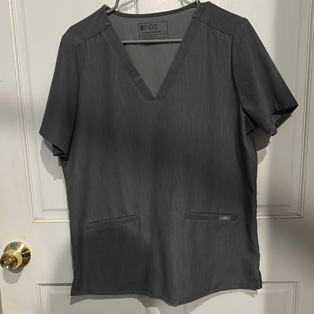 Figs Gray Boxy Short Sleeve Tee
